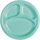 Robin's Egg Blue Plastic Divided Dinner Plates 20ct